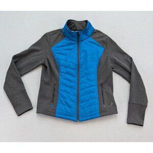Exertek Women's Jacket Lightweight Size PL Blue Gray Full Zip Athletic Runnin